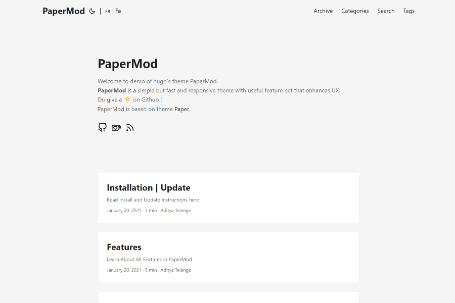 Papermod Hugo Theme