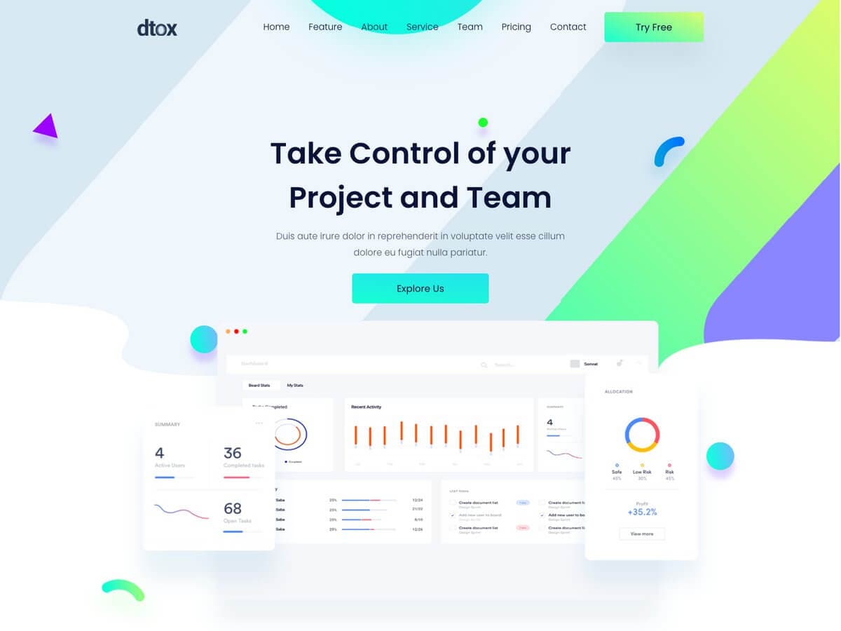 Dtox - App Landing Page Theme
