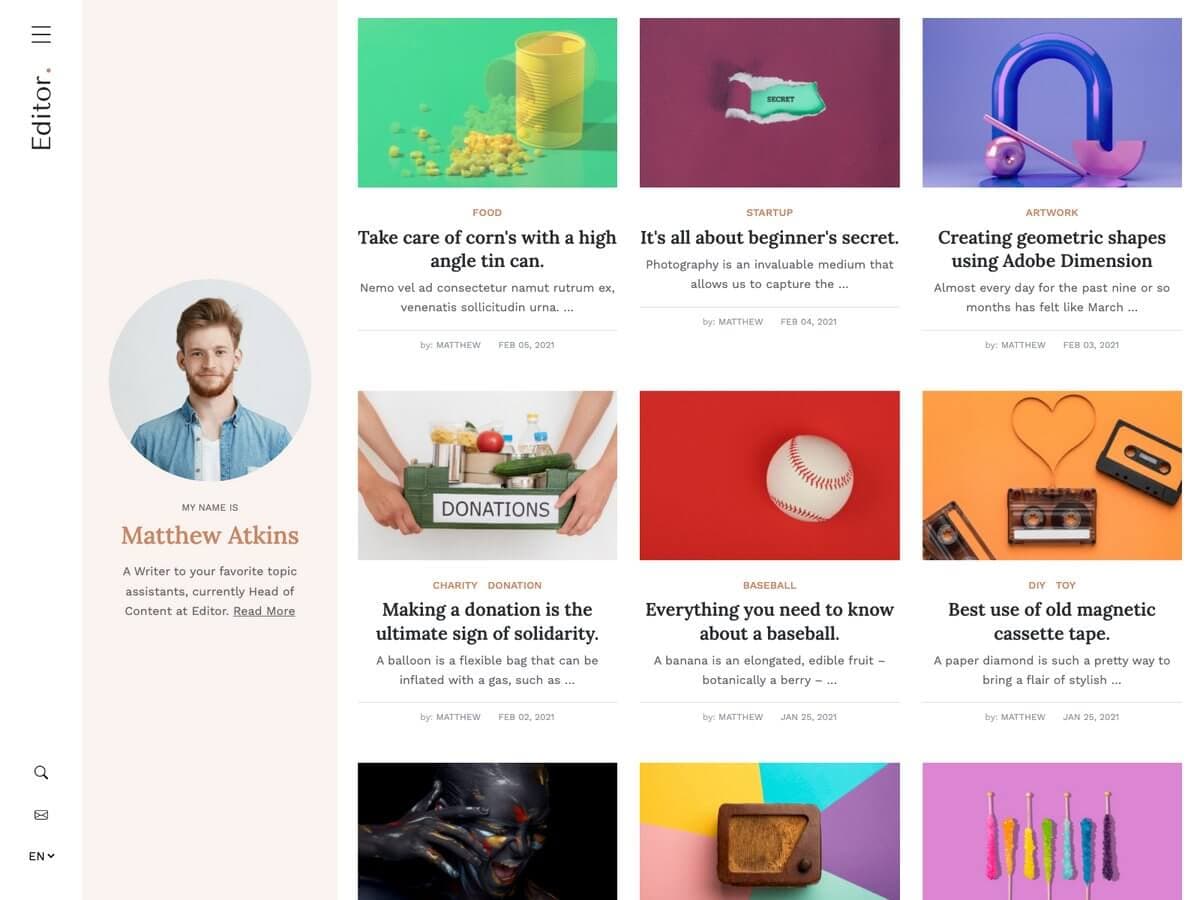 Editor - Creative Blog Theme
