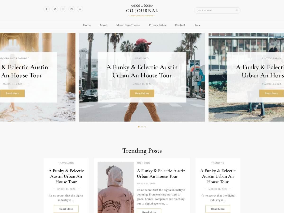 Gojournal - Hugo Magazine & Blog Theme