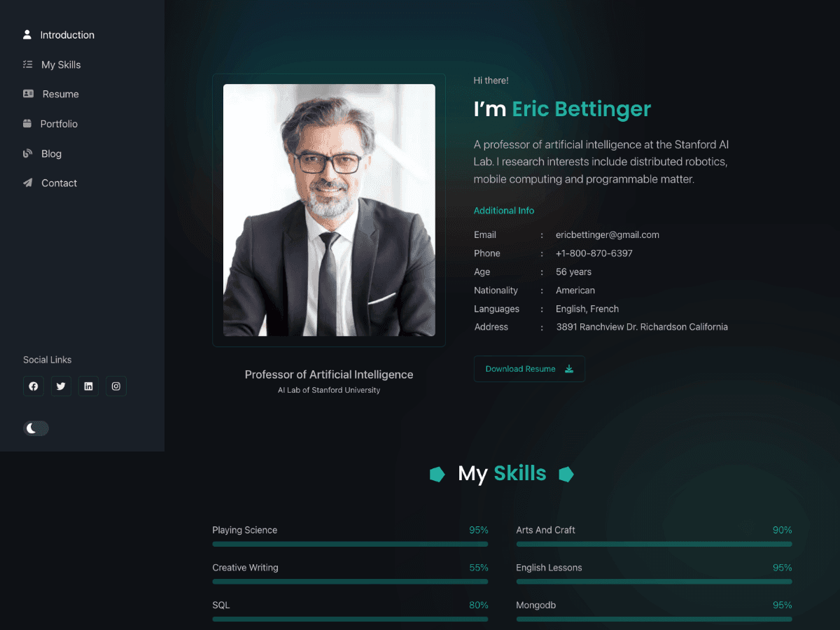 Professors - Minimal Hugo Resume Theme