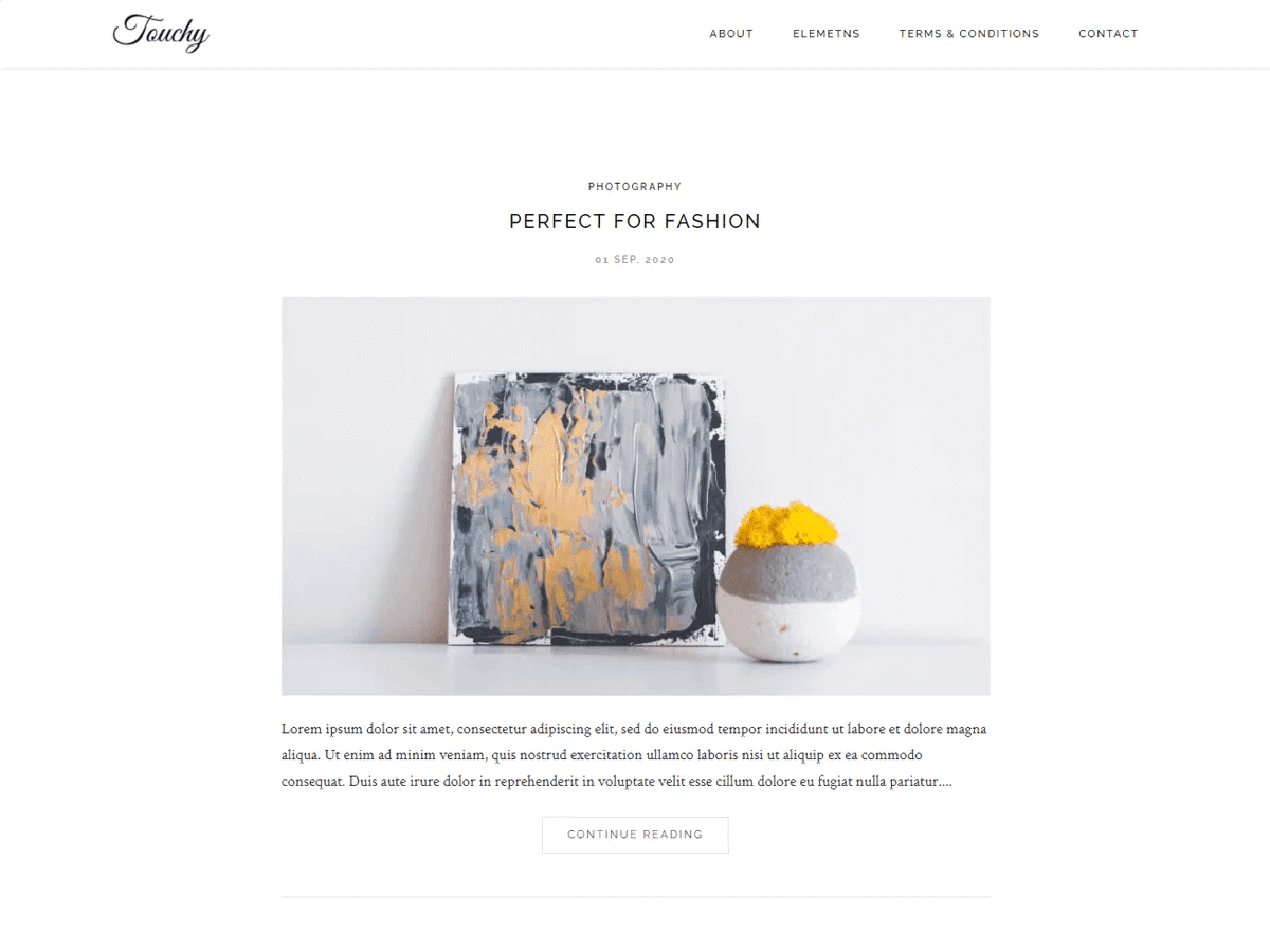 Touchy - Minimal Blog Theme