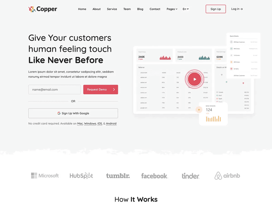 Copper SASS Landing Page Theme