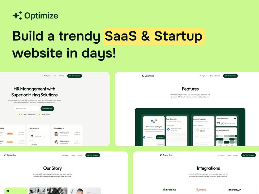 Optimize Trendy SaaS & Startup hugo Theme