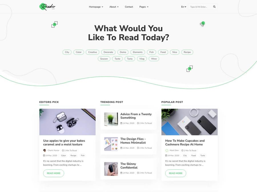 Reader Multi-Author Blog Theme