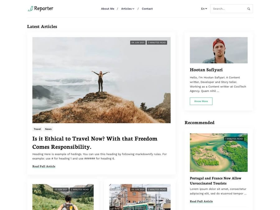 Reporter Personal Blog Theme