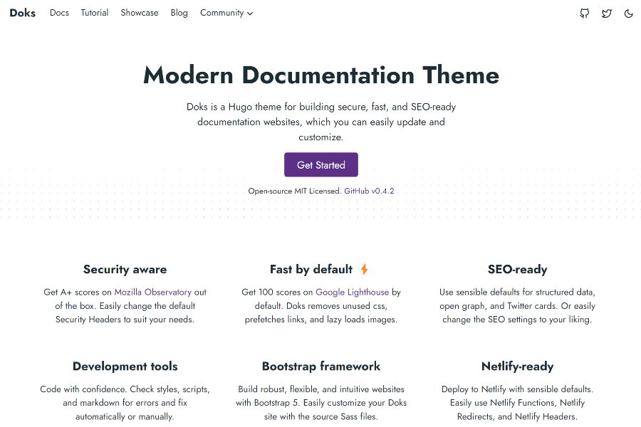 doks hugo documentation theme