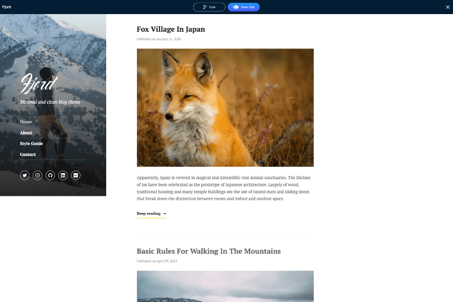 Fjord Personal Blog Theme