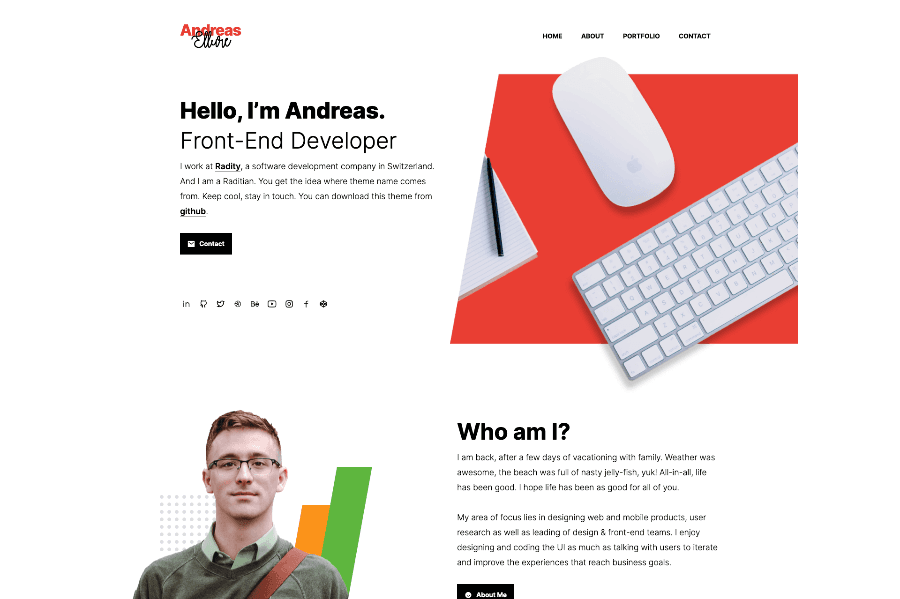 Raditian single page portfolio website template