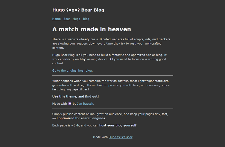 Bearblog Hugo Theme